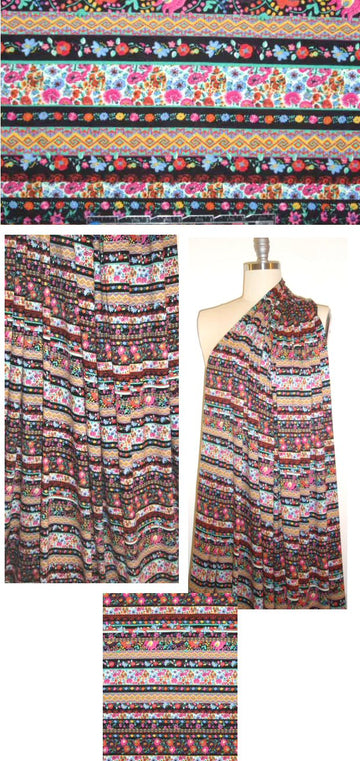 French flowery graphic stripe rayon/lycra knit