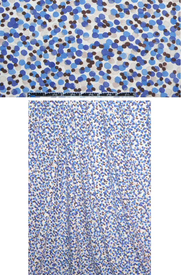 French blues and chocolate dotty graphic knit print