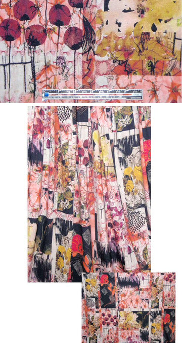 French digital amber/mauve floral scrapbook knit