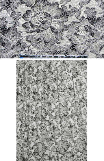 French black/white mesh lace printed knit
