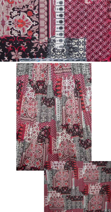 French wine-toned patchwork design knit