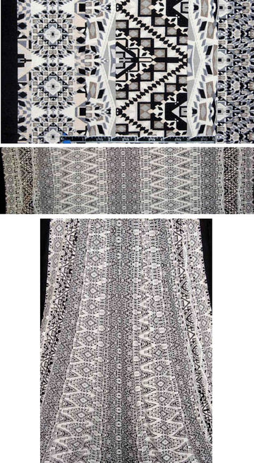 French tile work geometric border digital knit 1.5 yds