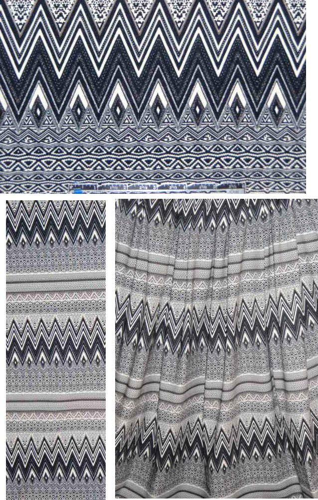 French black/ivory graphic stripe COTTON knit 1.625 yd