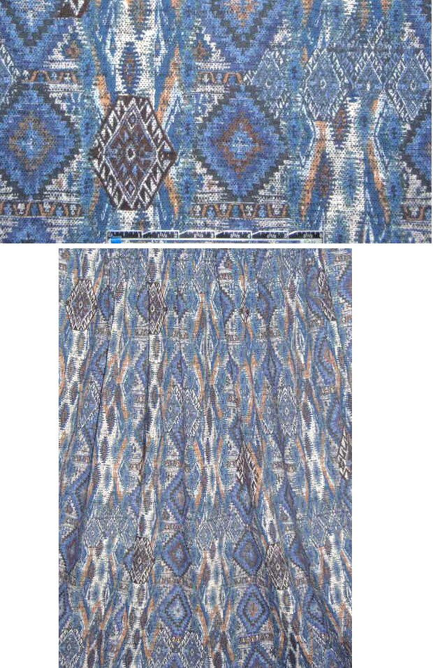 French denim tribal montage COTTON knit 1.125 yds