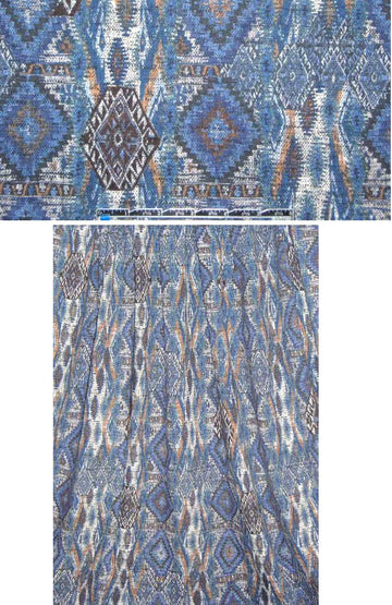 French denim tribal montage COTTON knit 1.125 yds