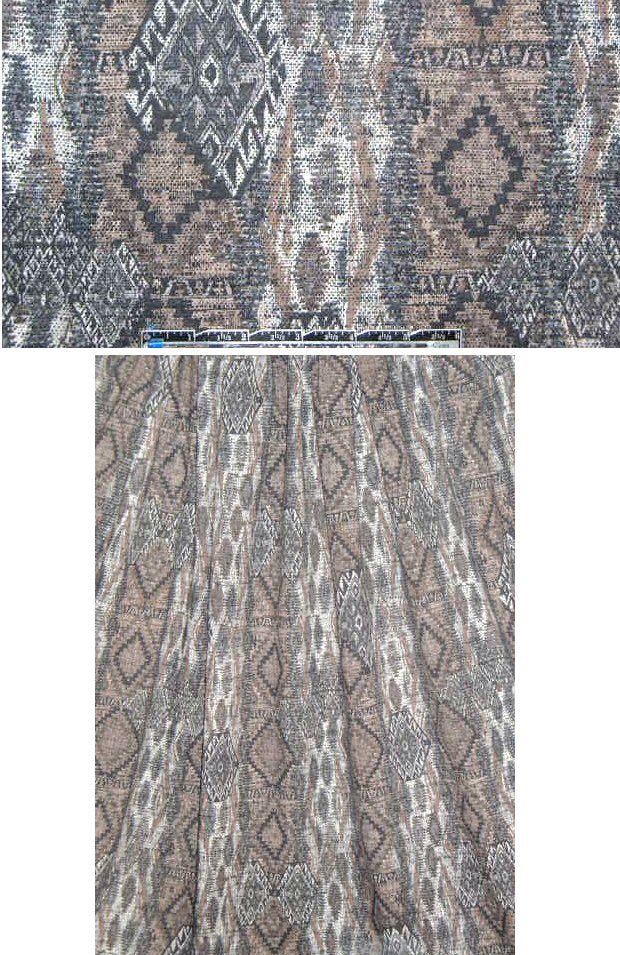 French mocha tribal montage COTTON knit 1.75 yds