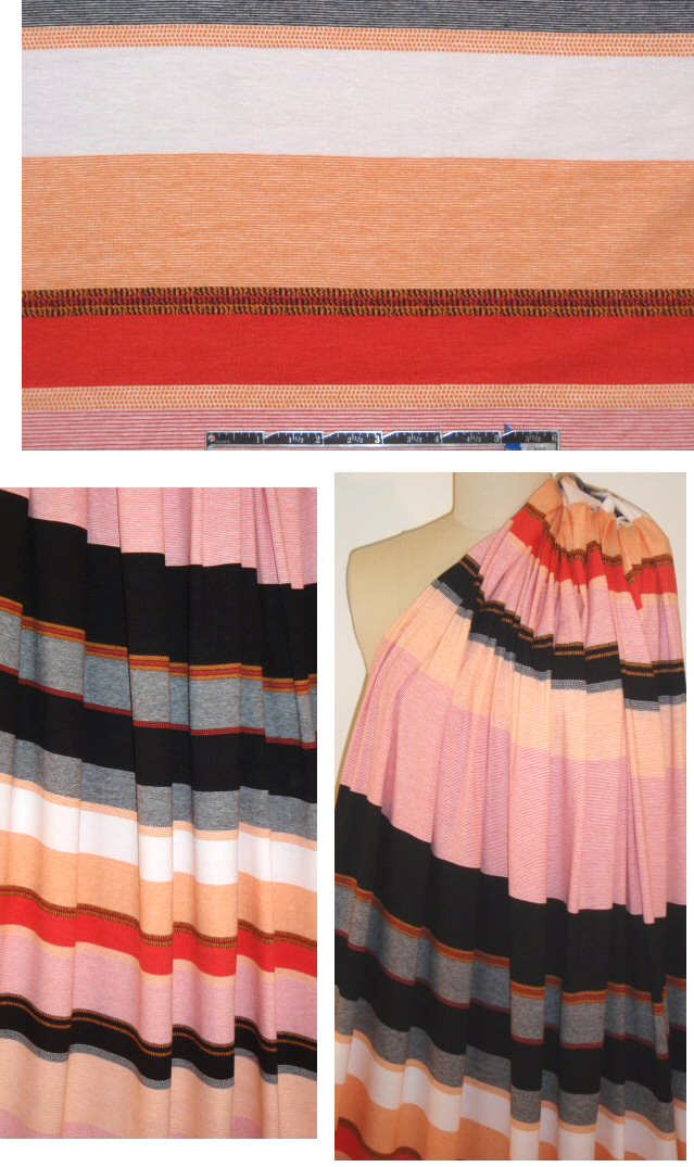 French yarn-dye stripe knit - re/orange/black 1 yard