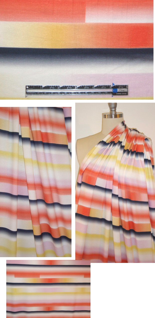 French coral ombre stripes rayon/lycra knit