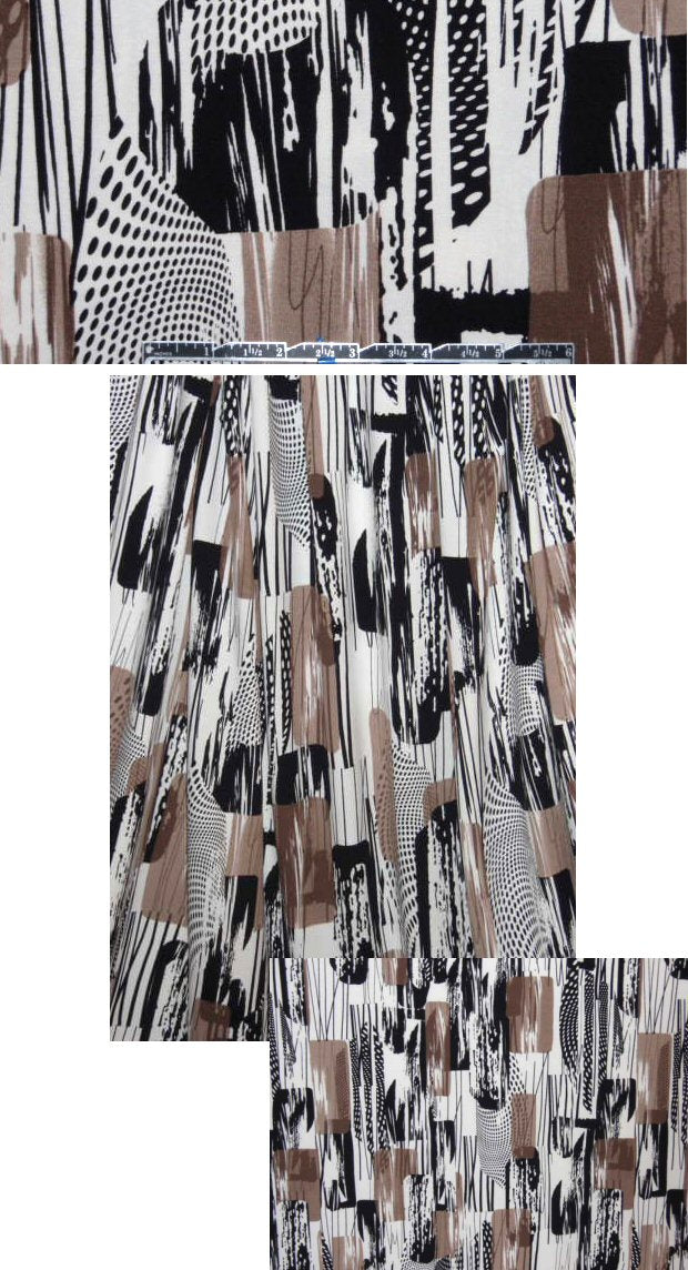 Italian mocha/black/cream graphic abstr. digital knit