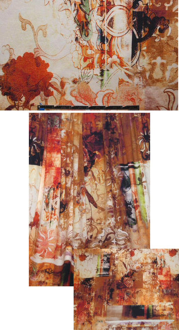 French scrapbook montage rayon/lycra knit - spice 1.875 yds