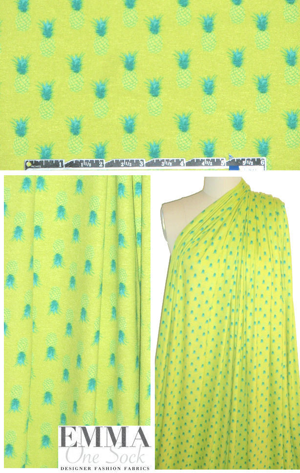 French viscose/lycra knit - pineapple graphic 1.5 yd