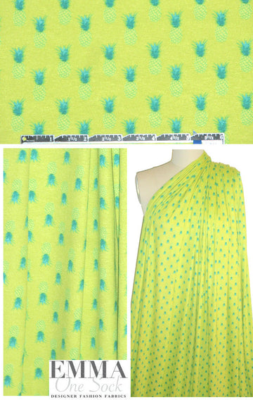French viscose/lycra knit - pineapple graphic 1.5 yd