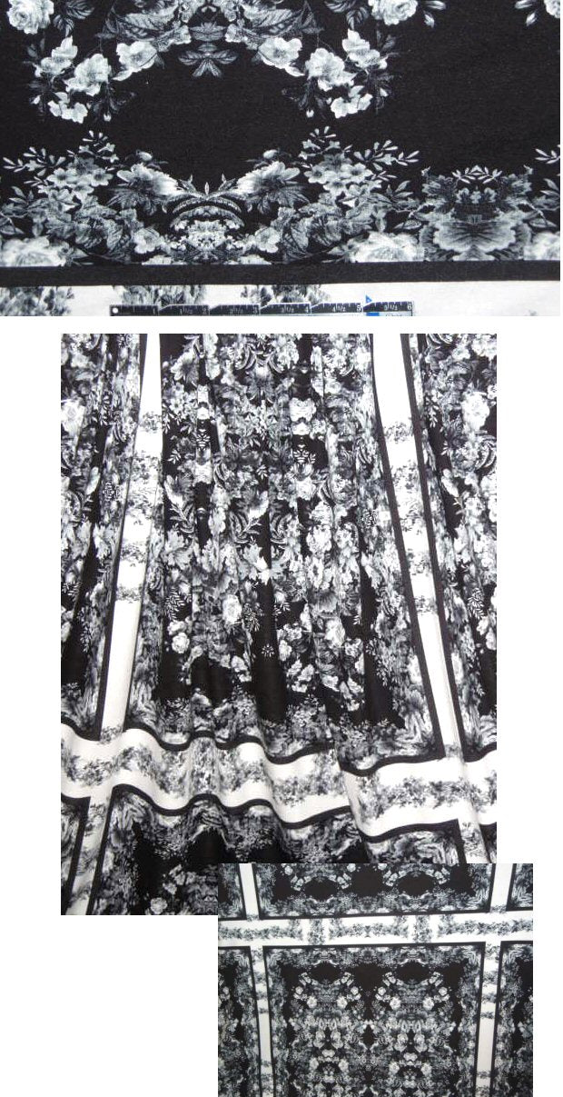 French bordered floral display rayon/lycra knit