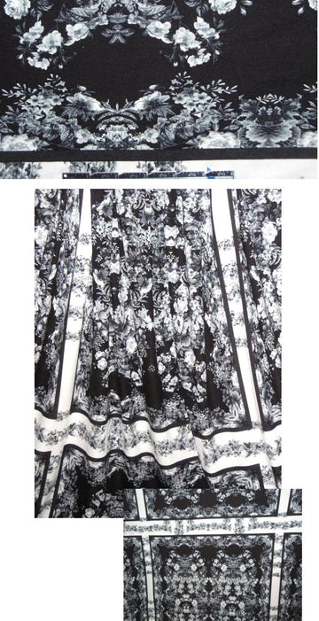 French bordered floral display rayon/lycra knit 2 yd
