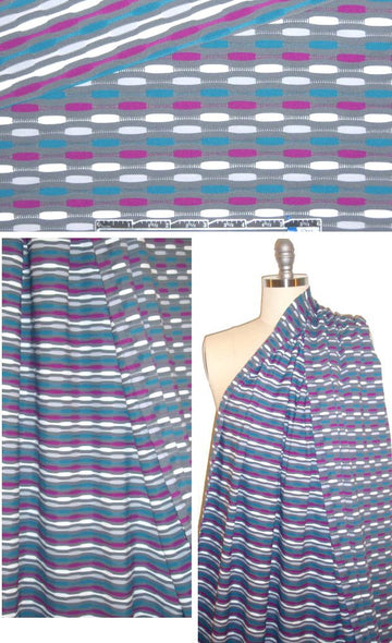 French fuschia/gray/teal yarn dye stripe 4-way 1.66 yd