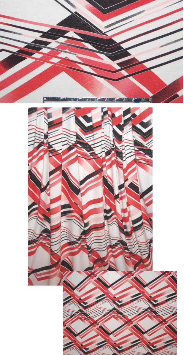 French 'lines and angles' rayon/lycra knit 1.66 yd