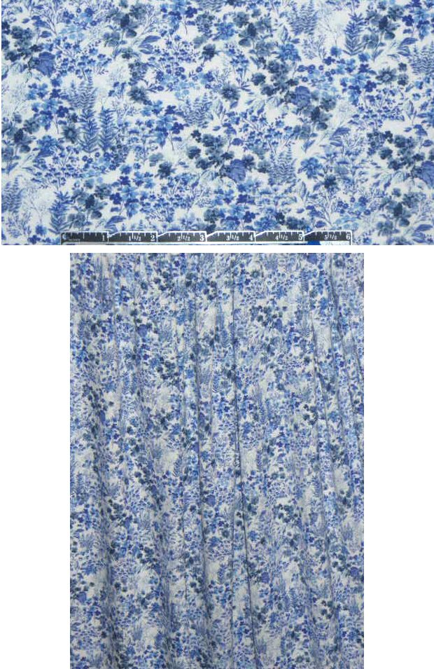 French Liberty-esque blue floral rayon/lycra knit .66 yds