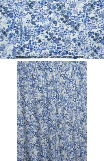 French Liberty-esque blue floral rayon/lycra knit .66 yds