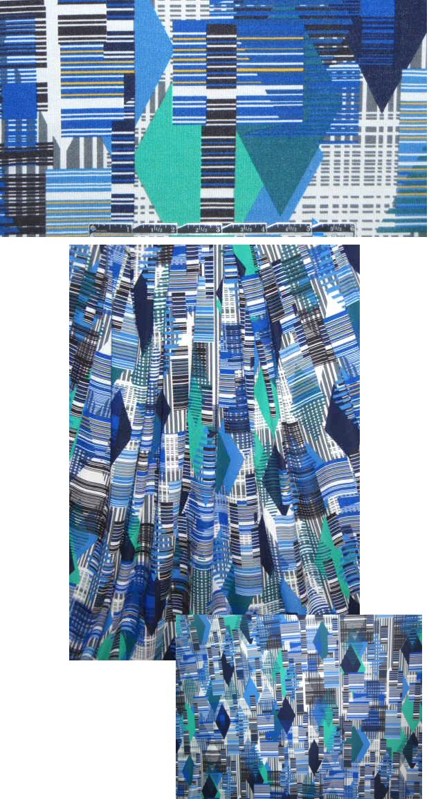 Italian digital graphic knit - cobalt/jade