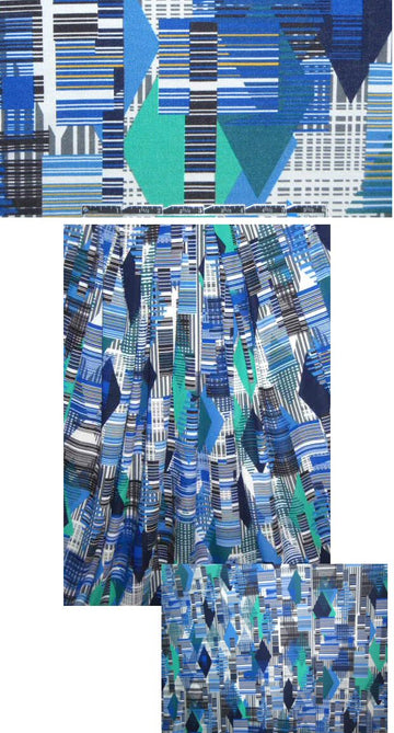 Italian digital graphic knit - cobalt/jade 2 yds