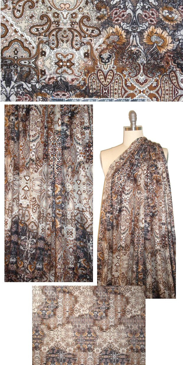 Italian digital earthtones paisley montage knit