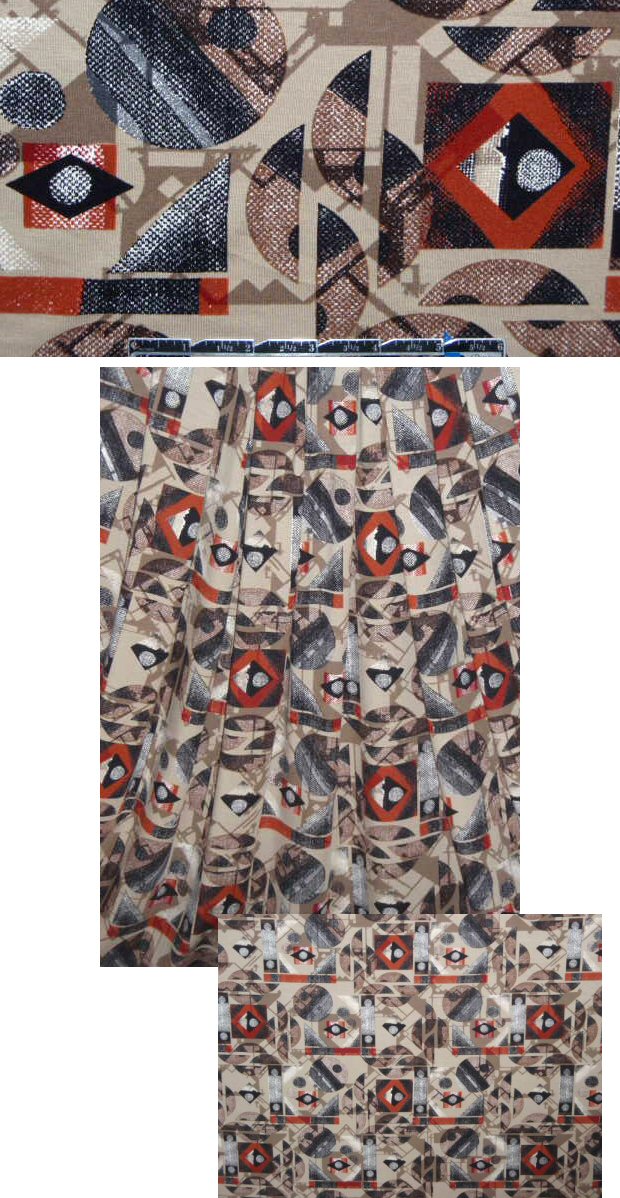 Italian digital graphic knit - paprika/taupe 1.5 yds