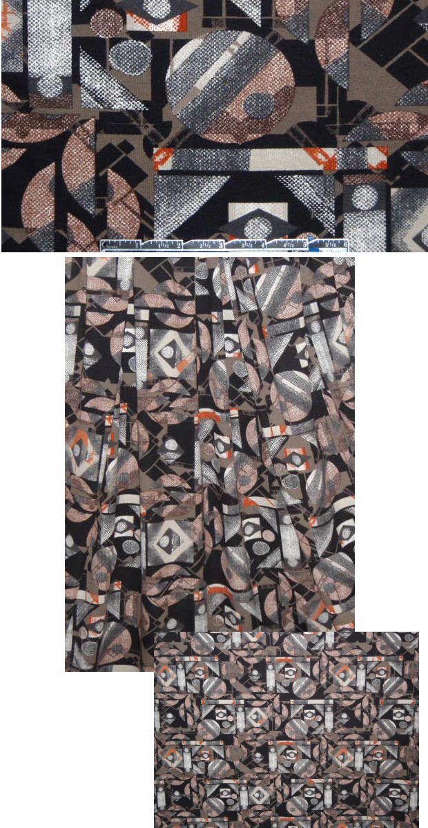 Italian digital graphic knit - mocha/rust 1.66 yds