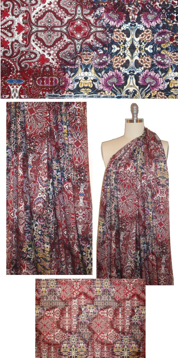 Italian morocco montage digital knit - indigo/garnet 1.3 yds