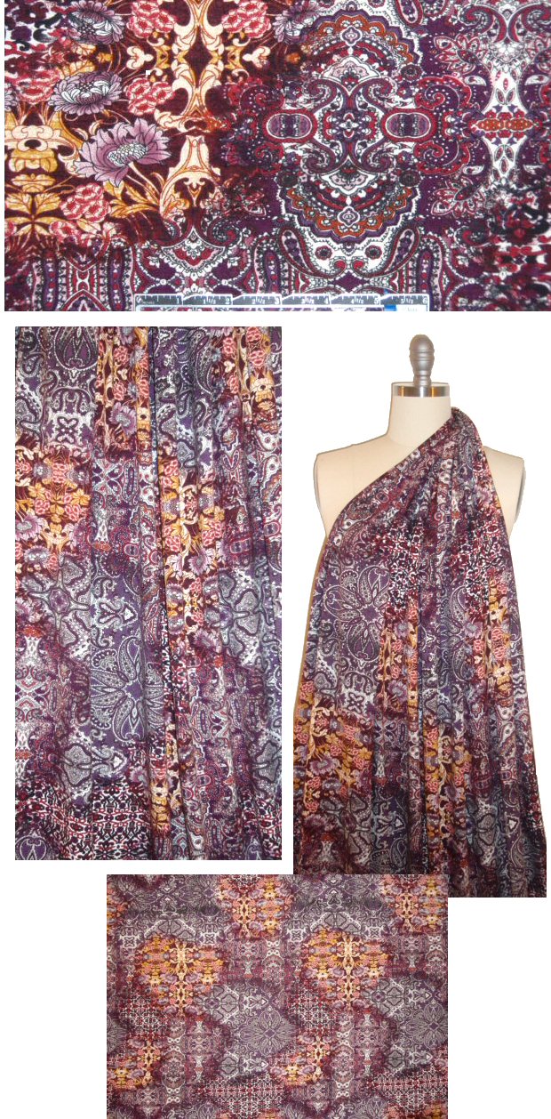 Italian morocco montage digital knit - plum/citrine