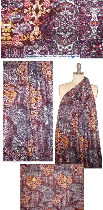 Italian morocco montage digital knit - plum/citrine