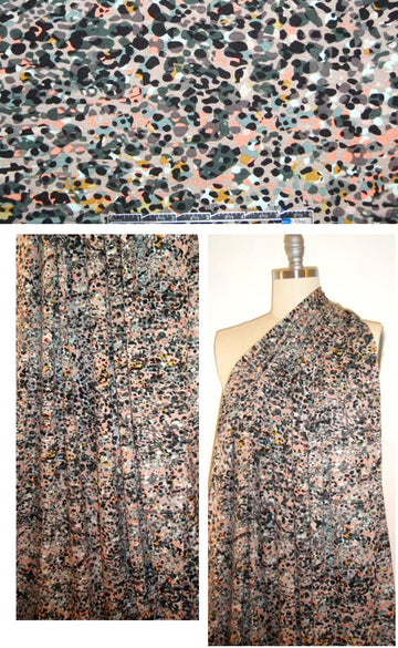 French coral/taupe pebble print rayon/lycra knit