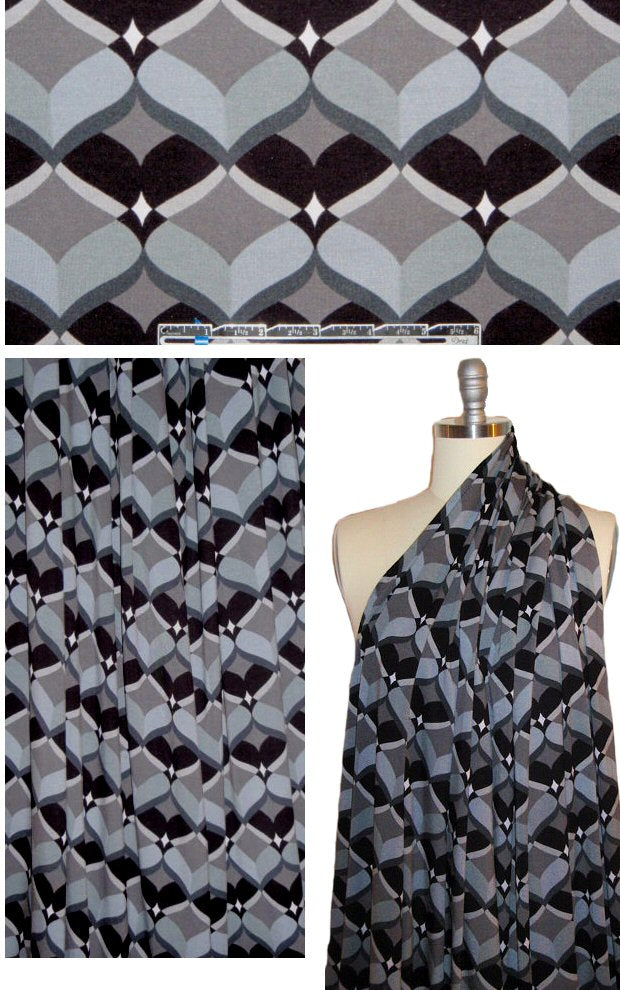 Italian shades of gray graphic digital knit 1.625 yds