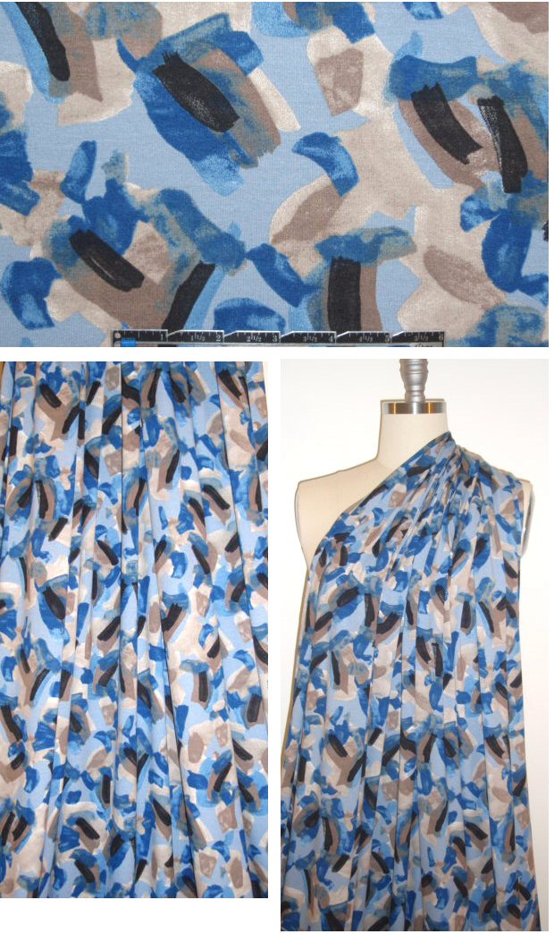 Italian digital graphic brushstroke knit - blue/taupe