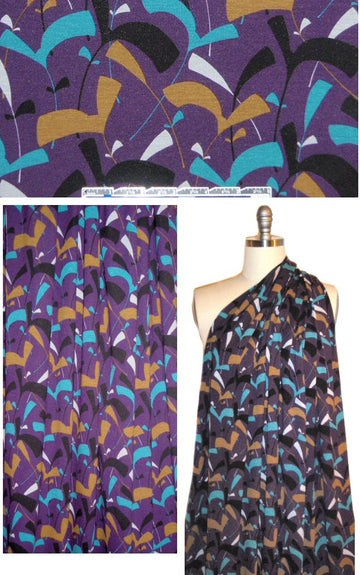 Italian purple/teal 'Calder mobile' graphic digital knit 1.66 yd