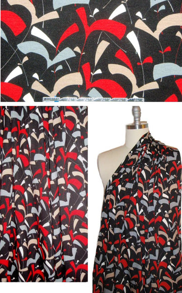 Italian red/black 'Calder mobile' graphic digital knit 1.66 yd