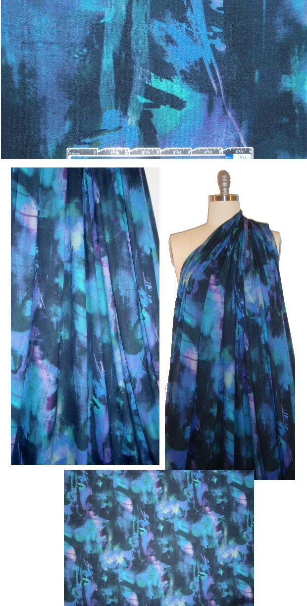 Italian indigo tones painterly abstract digital knit