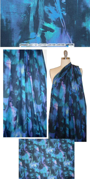 Italian indigo tones painterly abstract digital knit