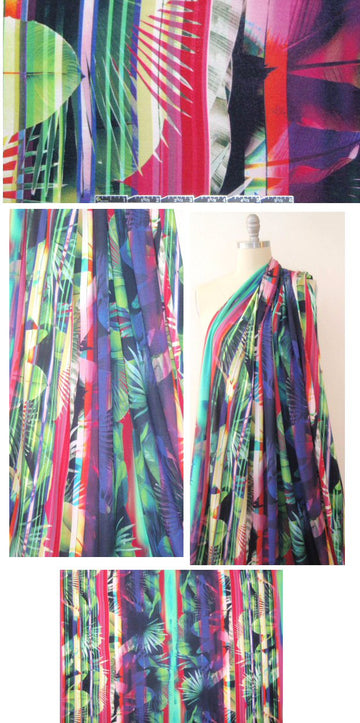 French digital rayon/lycra knit - chromatic leaves 1.5 yd