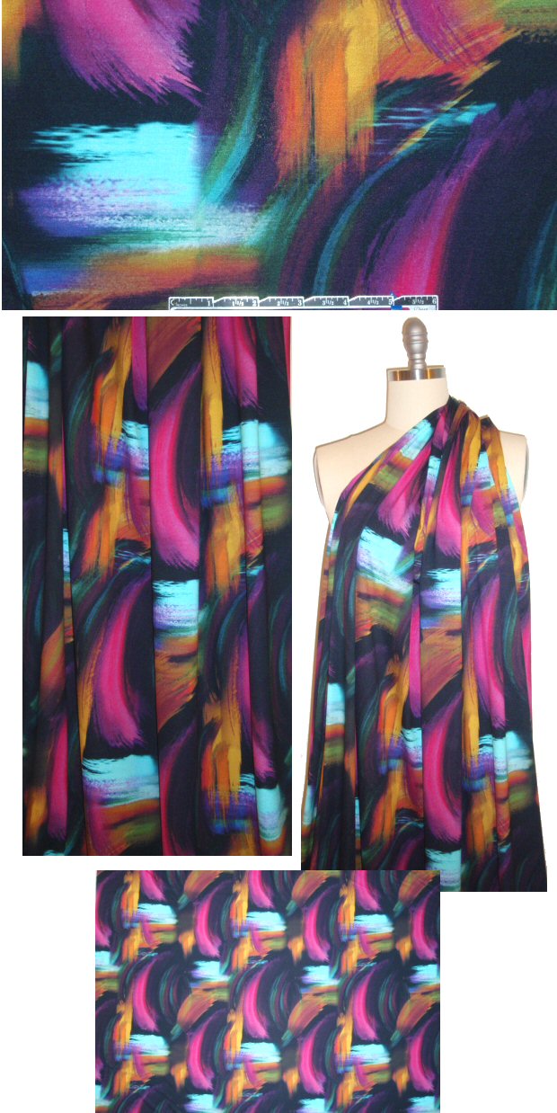 Italian digital rayon/lycra knit - brushstrokes 2 yd
