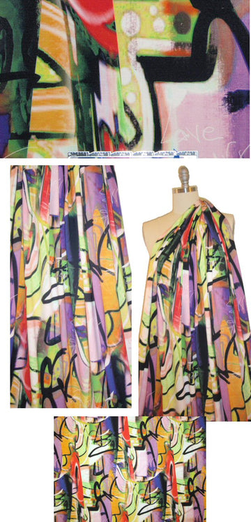 Italian digital rayon/lycra knit - graffiti