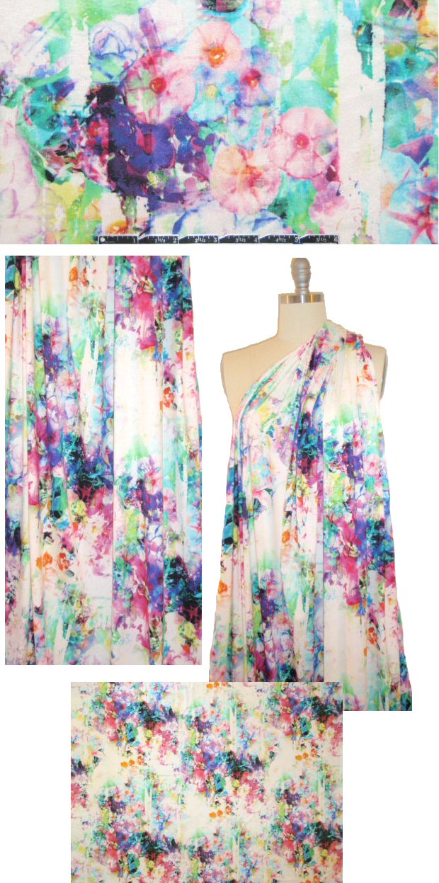 Italian digital rayon/lycra knit - flowery abstract