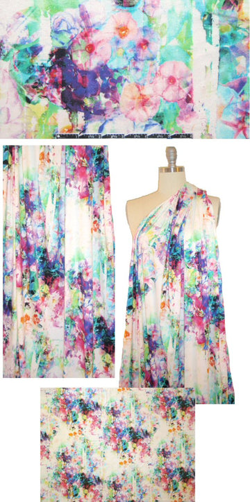 Italian digital rayon/lycra knit - flowery abstract