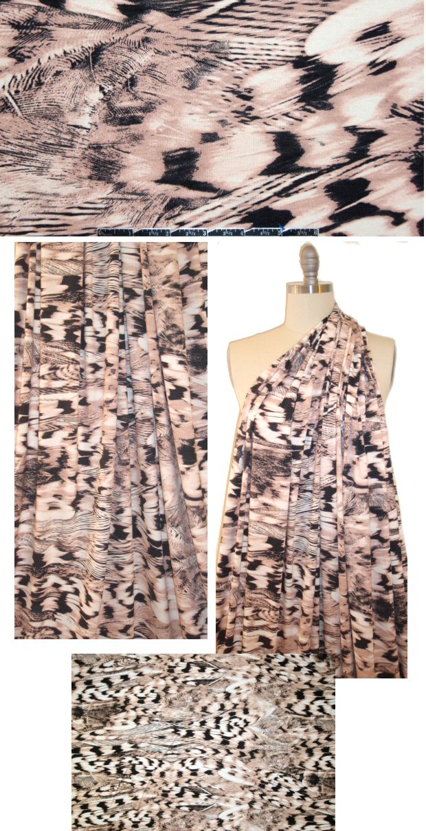 Italian digital rayon/lycra knit - blush/black