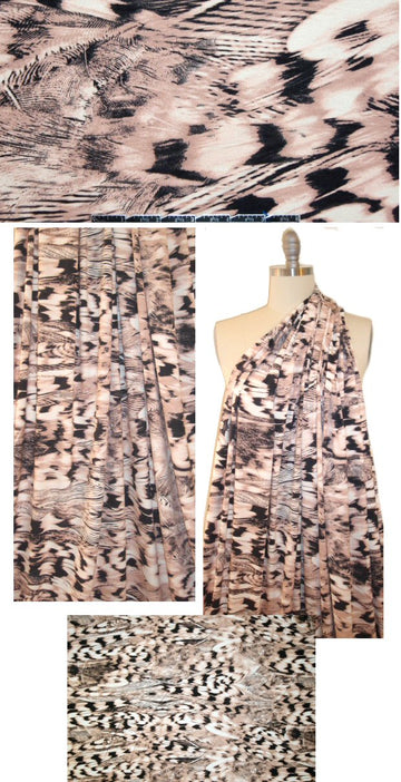 Italian digital rayon/lycra knit - blush/black 1.25 yds