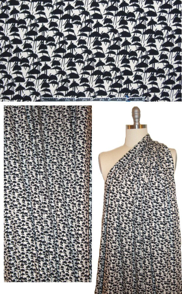 Italian rayon/lycra knit - black/cream graphic