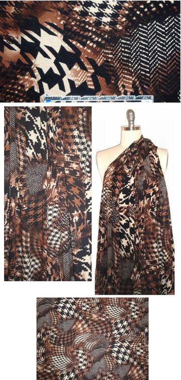 Italian digital rayon/lycra knit - houndstooth swirl