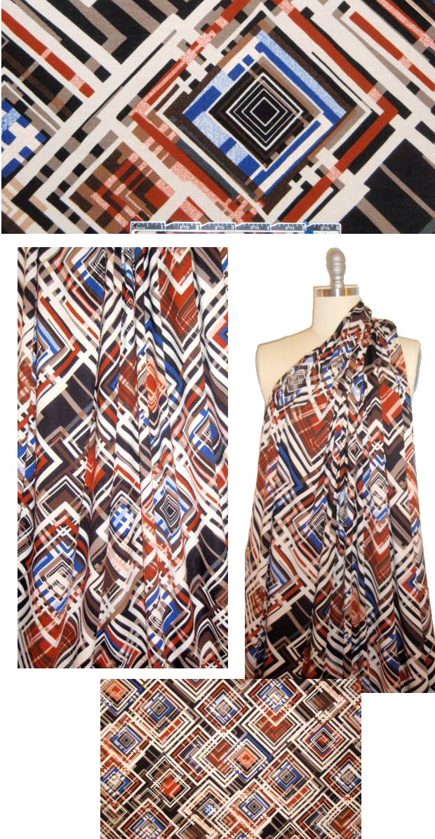 Italian digital rayon/lycra knit - argyle graphic 1.875 yd