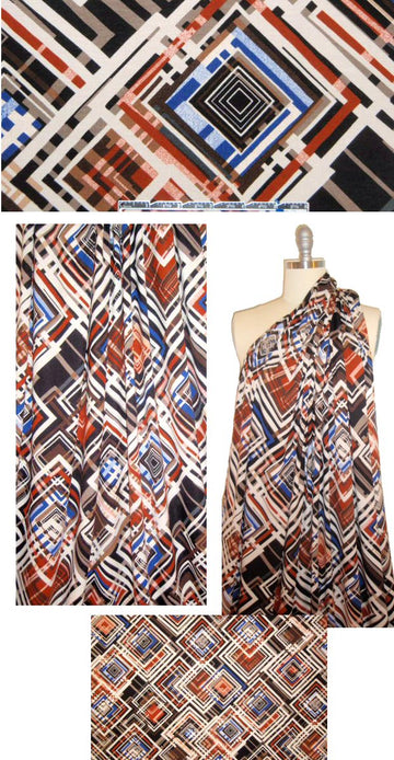 Italian digital rayon/lycra knit - argyle graphic 1.875 yd