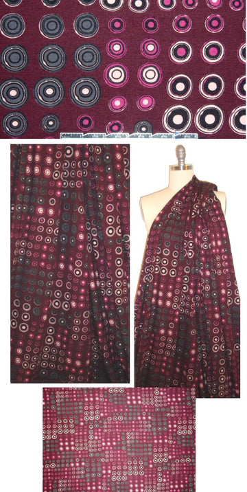 Italian digital rayon/lycra knit - wine dotty
