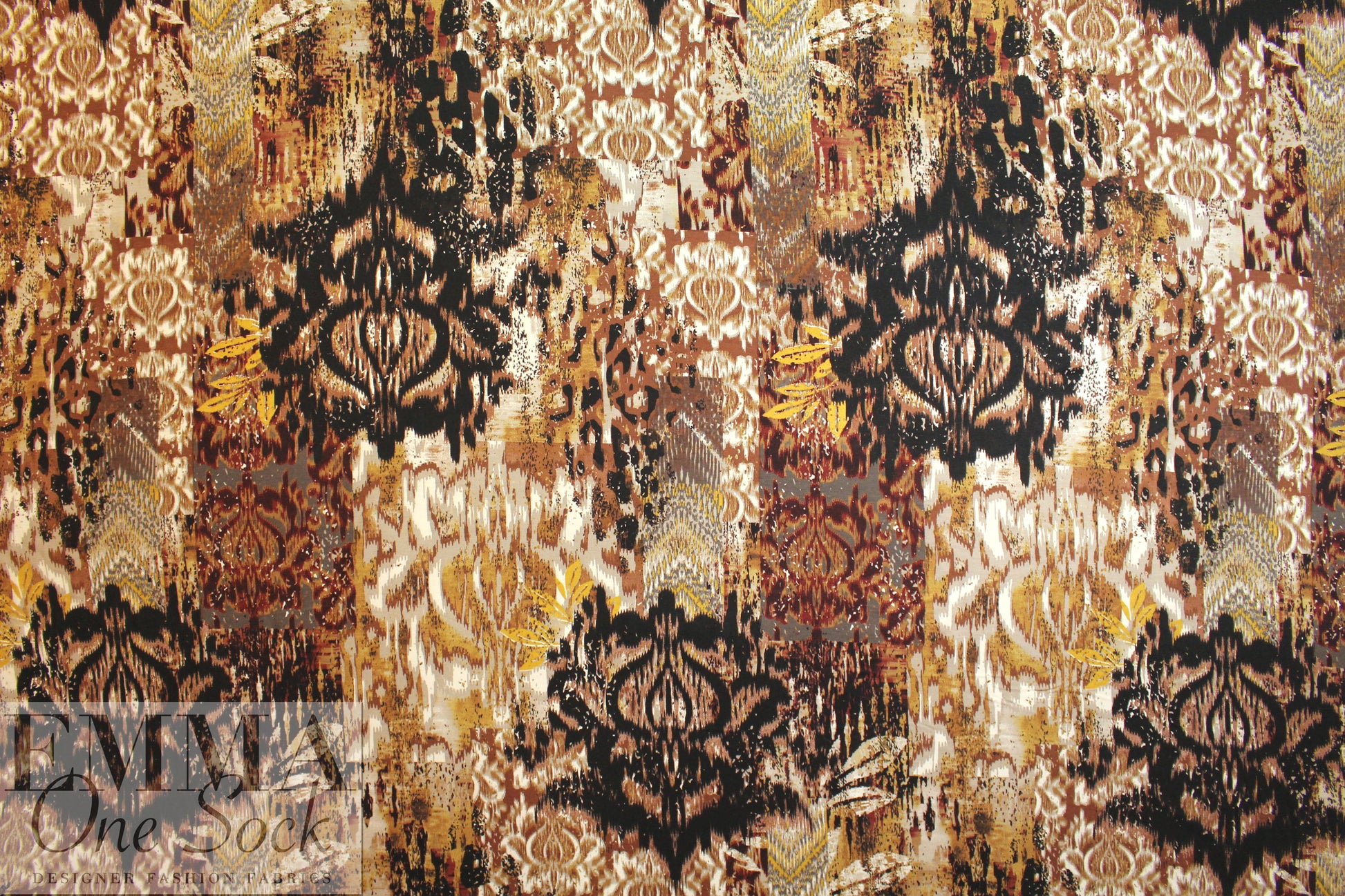 Italian digital viscose knit - fleur de lis montage